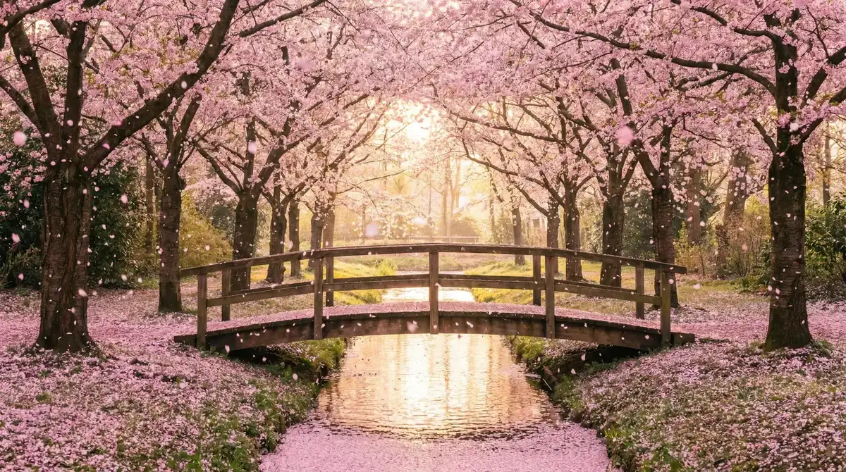 樱花桥畔 - 手机驾考宝典 唯美风景